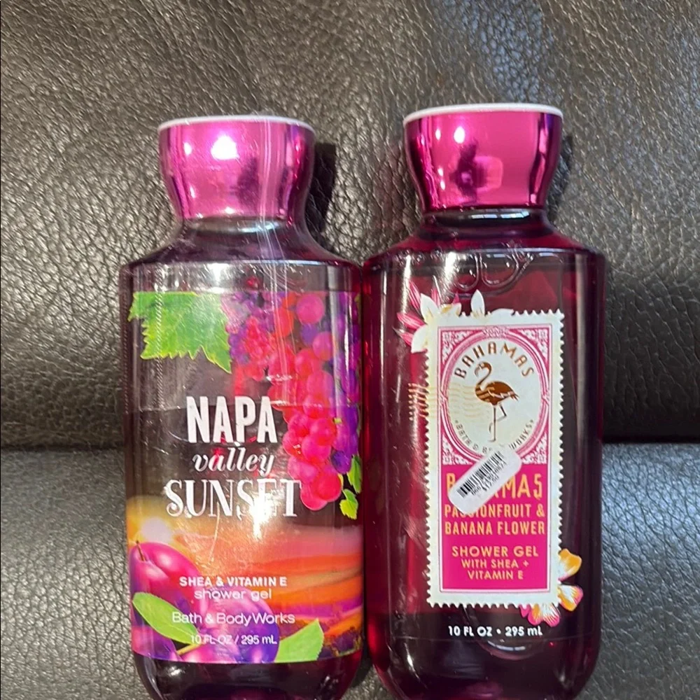 Bath and body gels Napa valley sunset and passionfruit and banana flower